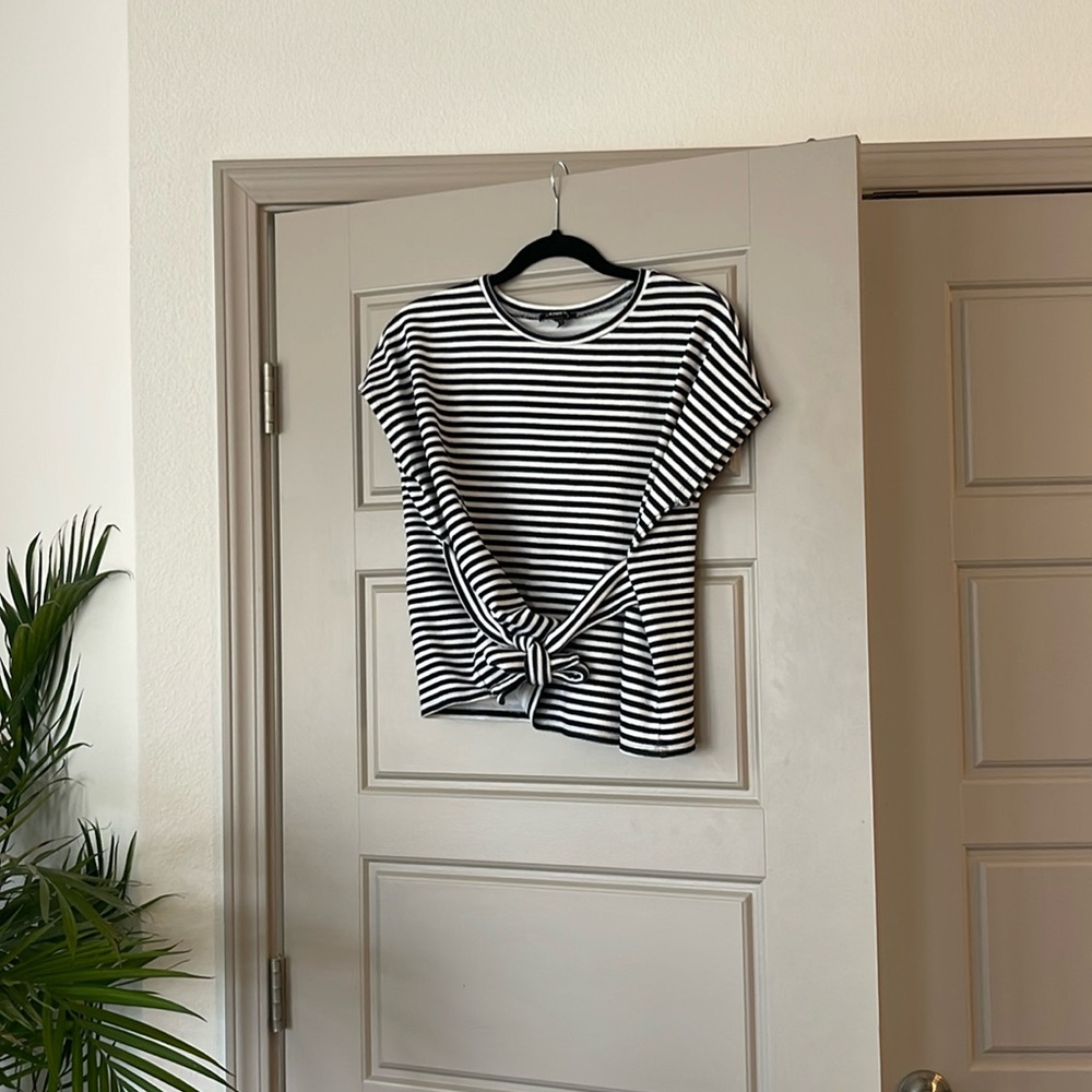 Express Black & White Striped Shirt